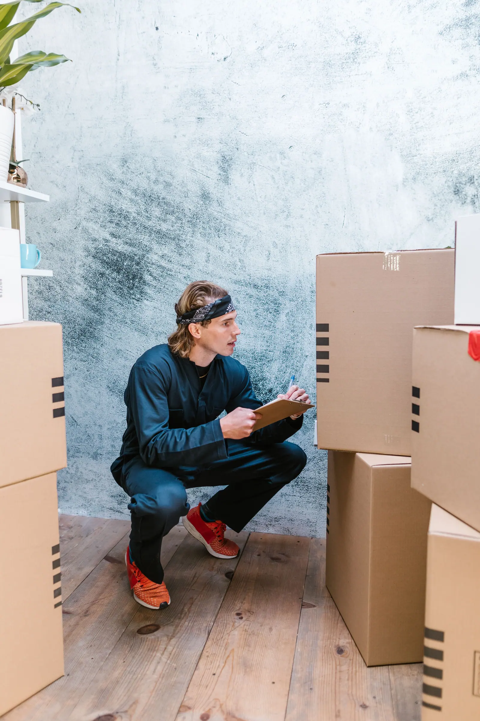 Inspector recording carton details on a shipping checklist